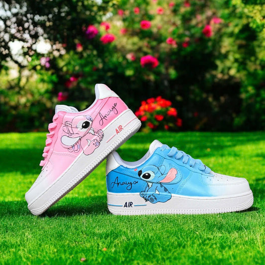 Blue Pink Stitch Cartoon Custom Sneaker Air Force 1