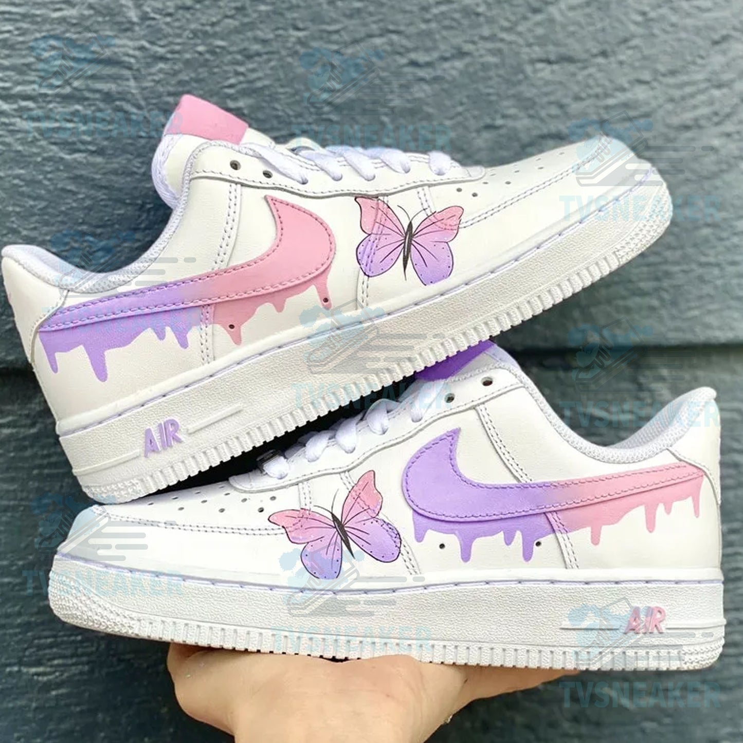 Purple Painted Butterflies Custom Sneaker