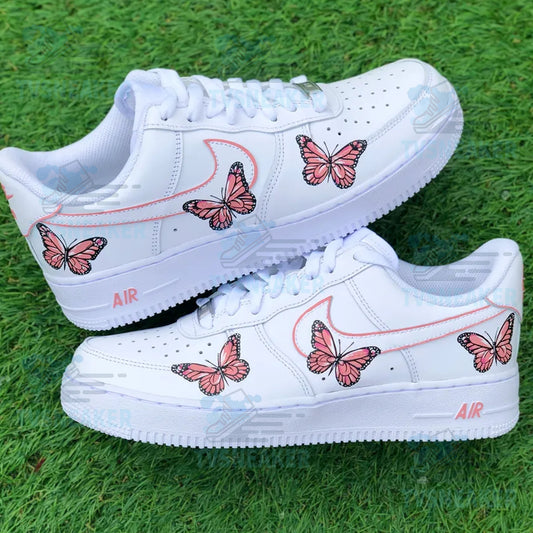 Red Swoosh Butterflies Custom Sneaker