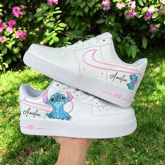 Stitch Pink Swoosh Custom Sneaker