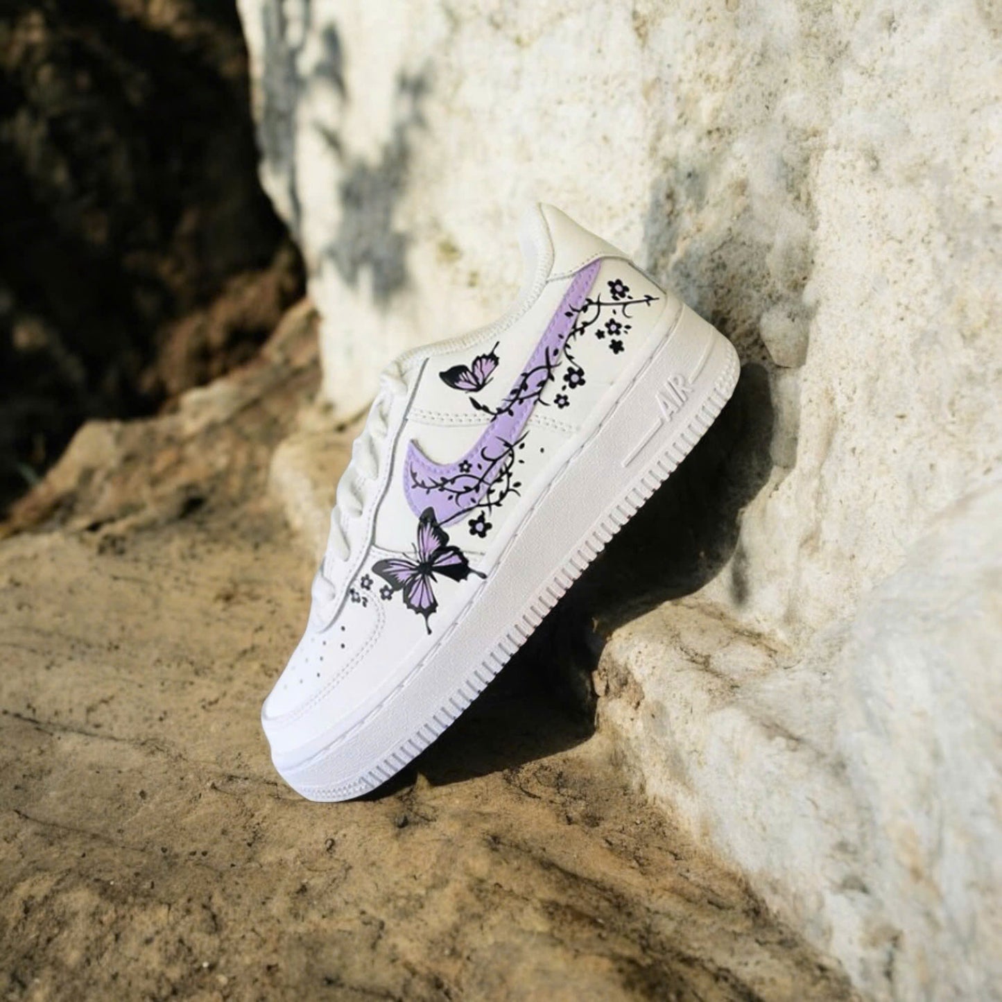 Purple Butterflies Flower Custom Sneaker