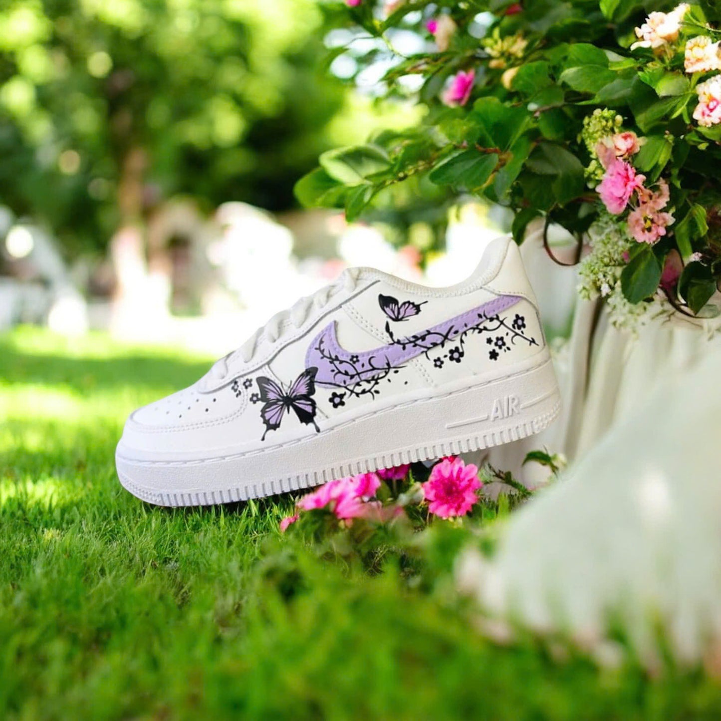 Purple Butterflies Flower Custom Sneaker