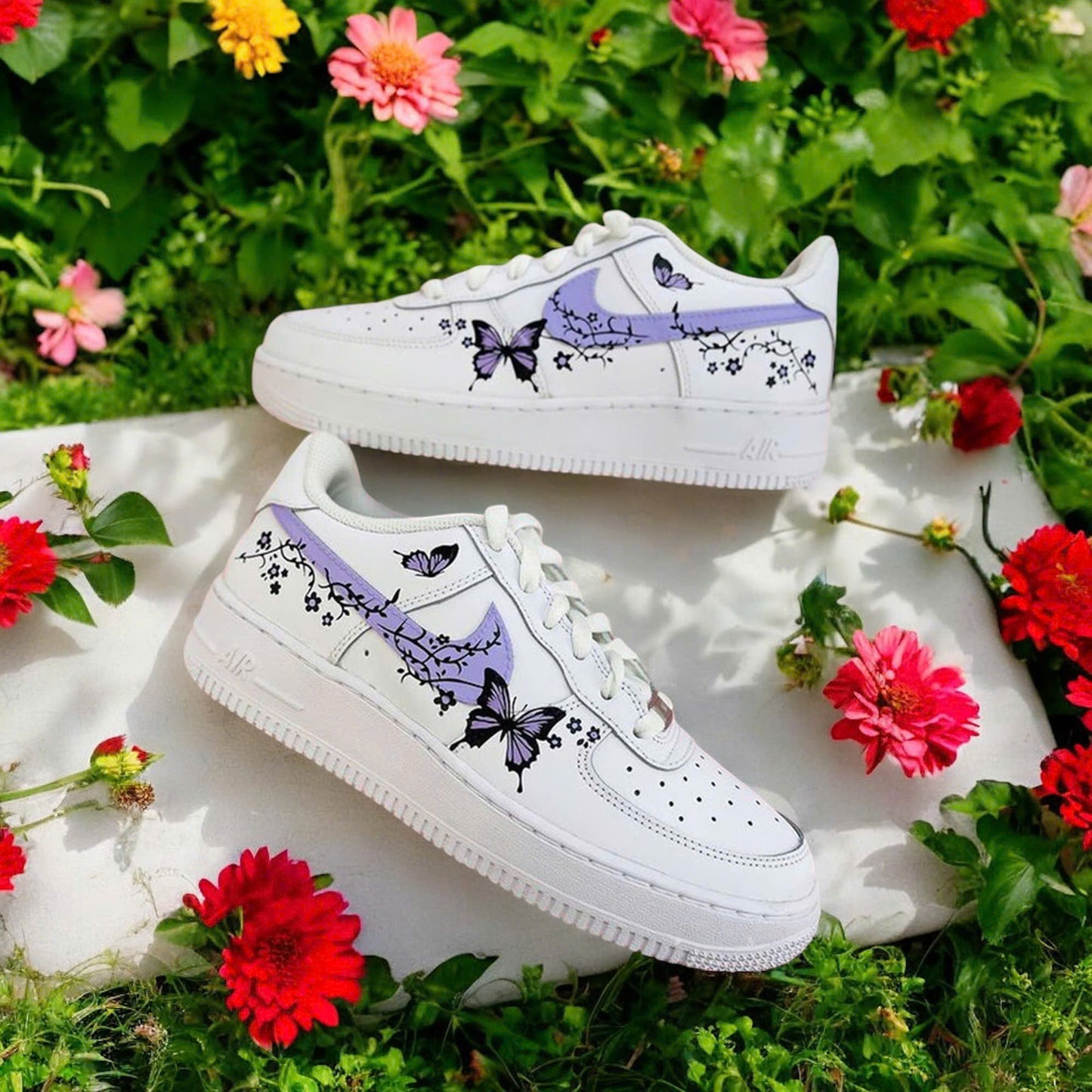 Purple Butterflies Flower Custom Sneaker