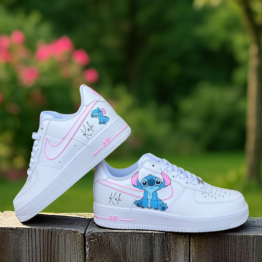 Stitch Pink Swoosh Custom Sneaker