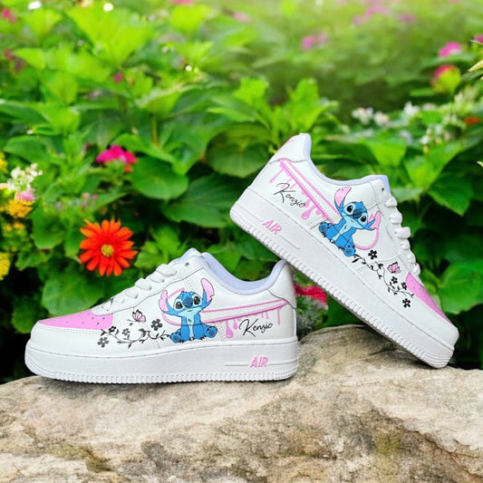 Stitch Flower Drip Custom Shoes Air Force 1 Sneakers