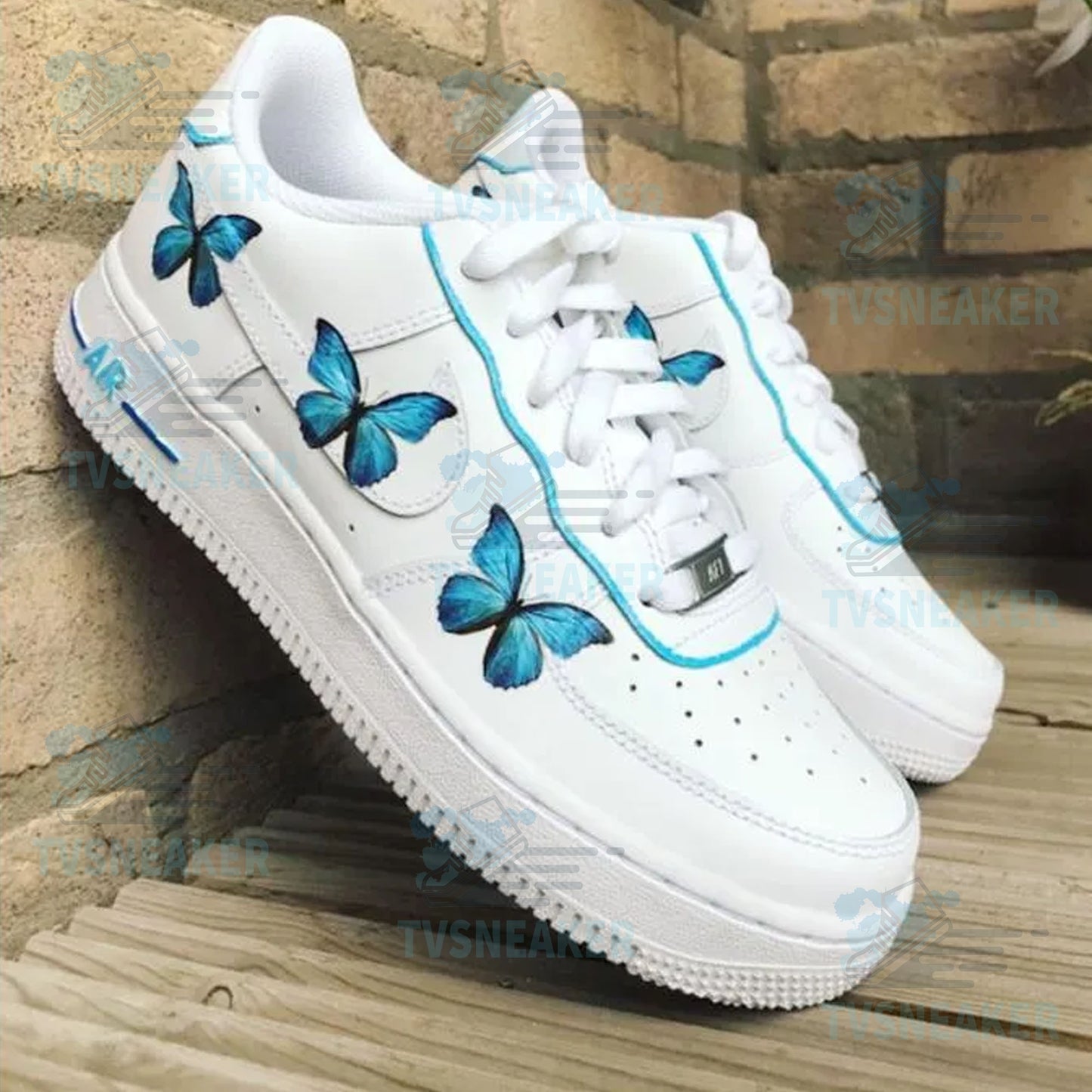 Blue Swoosh Butterflies Custom Sneaker