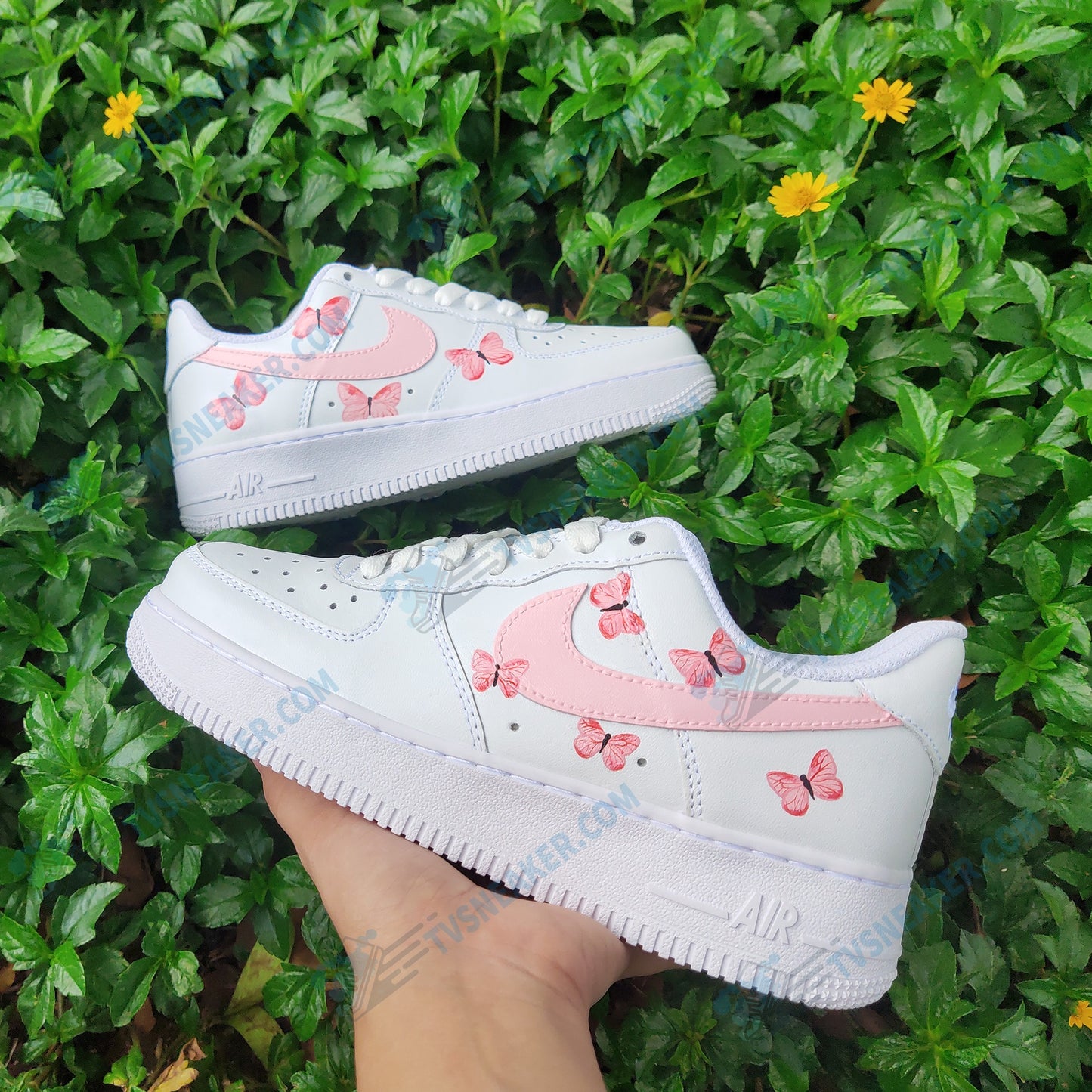 Small Pink Butterflies Drip Custom Sneaker