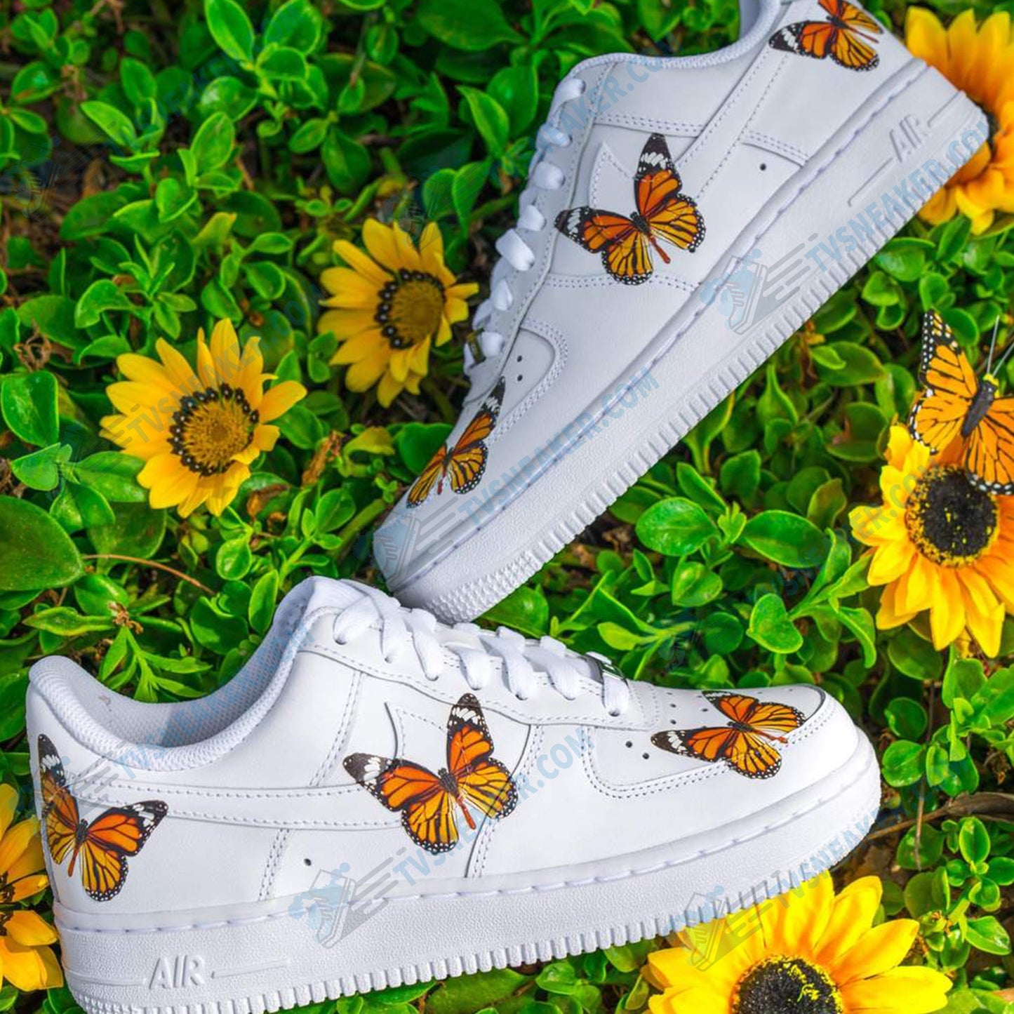 Three Orange Butterfly Custom Sneaker