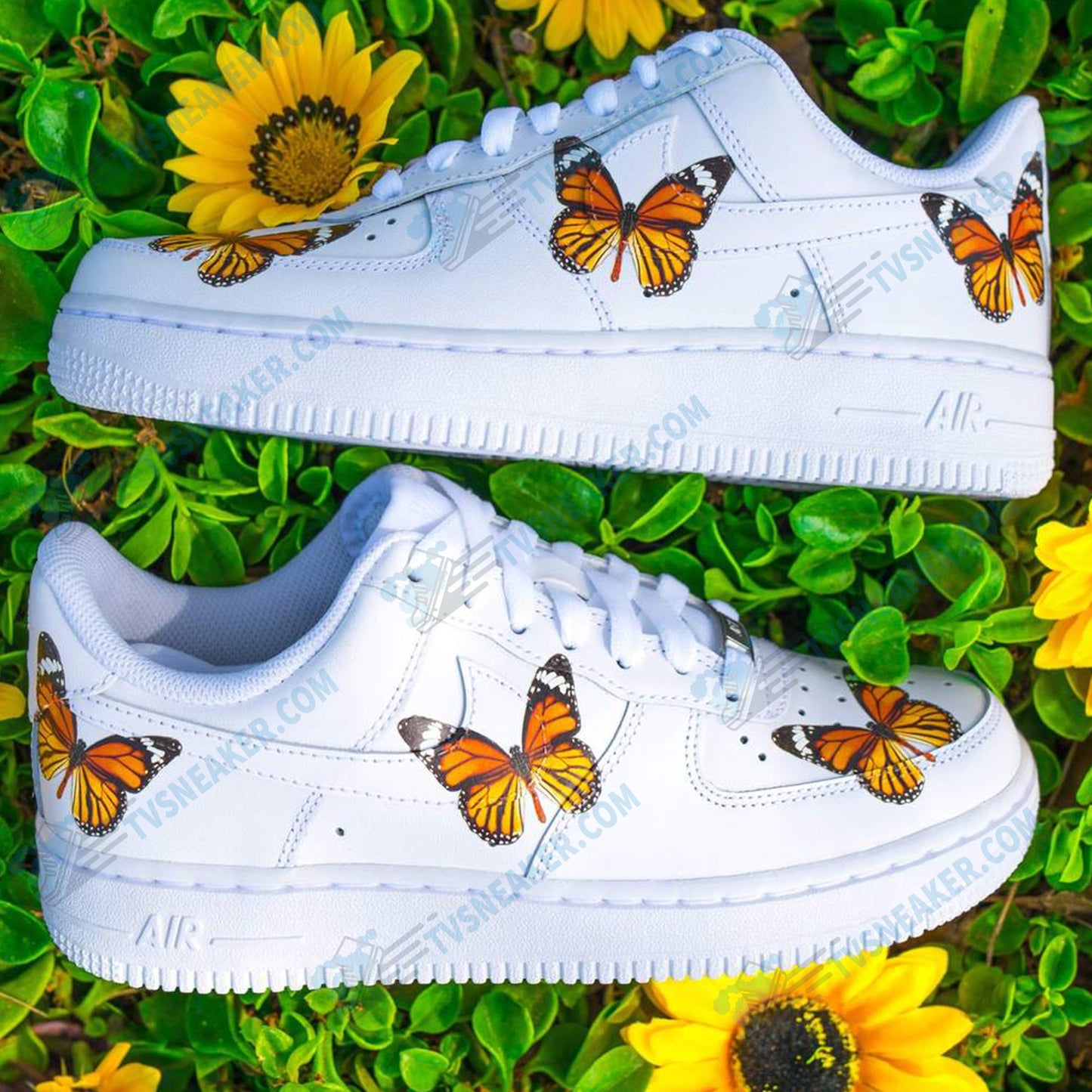 Three Orange Butterfly Custom Sneaker