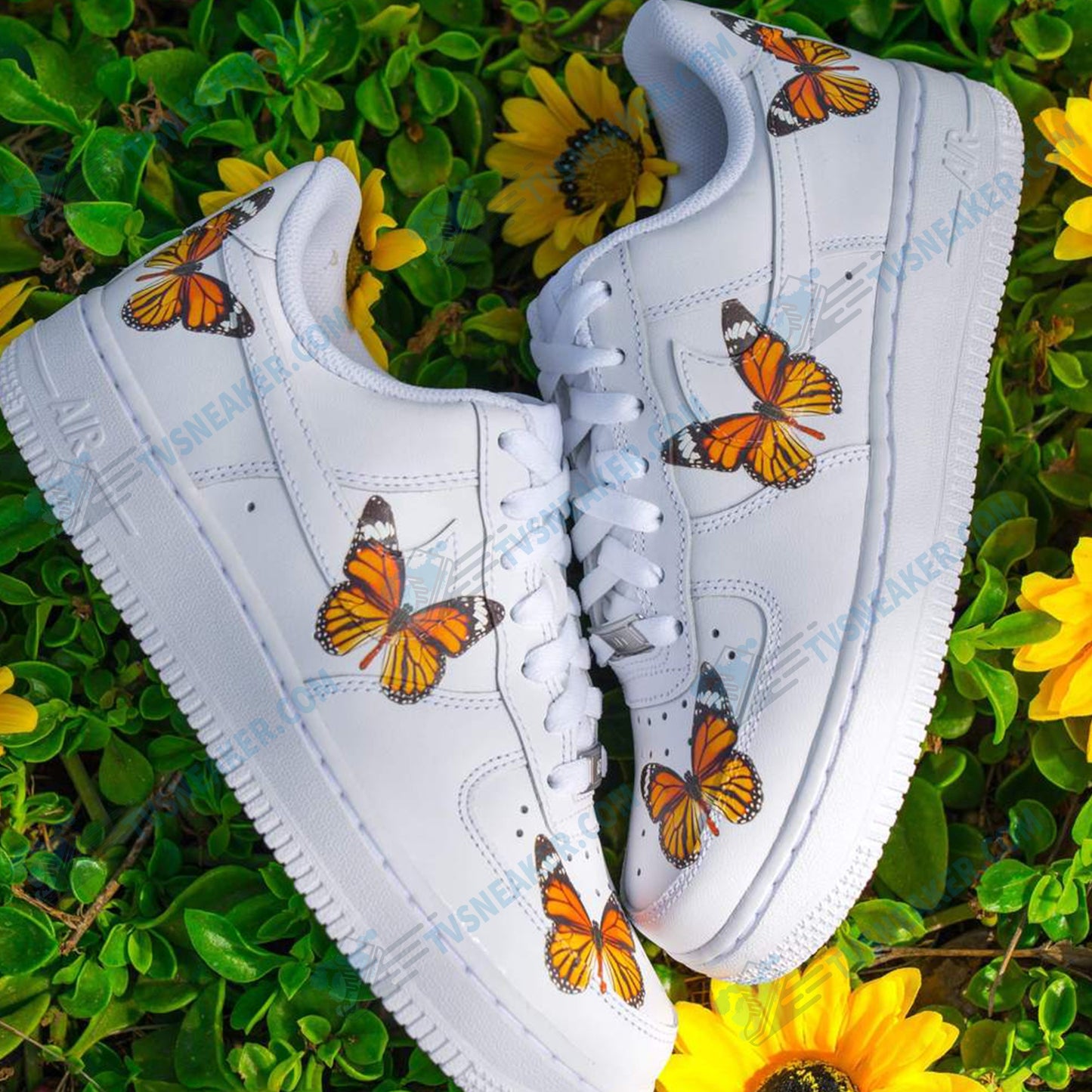 Three Orange Butterfly Custom Sneaker