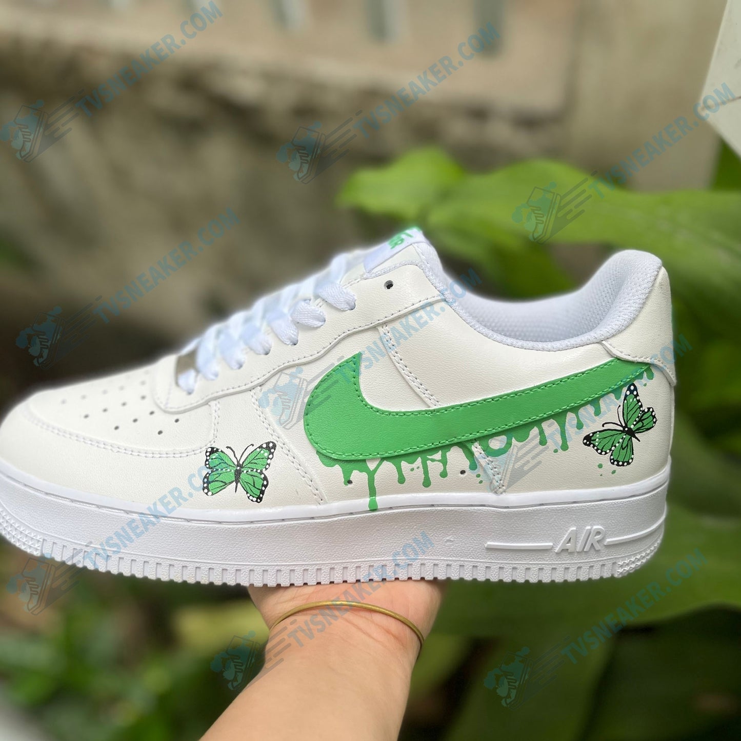 Green Drip Butterflies Custom Sneaker