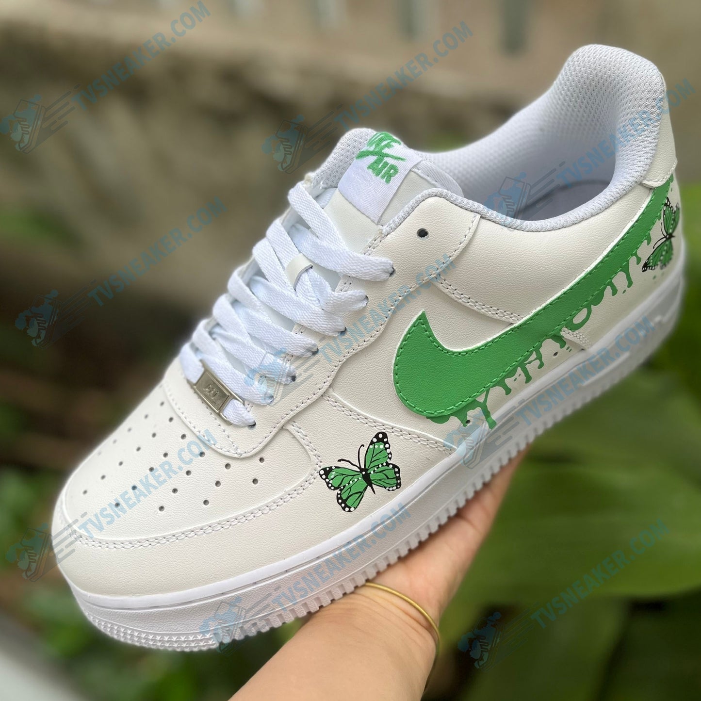 Green Drip Butterflies Custom Sneaker