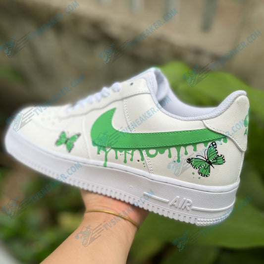 Green Drip Butterflies Custom Sneaker