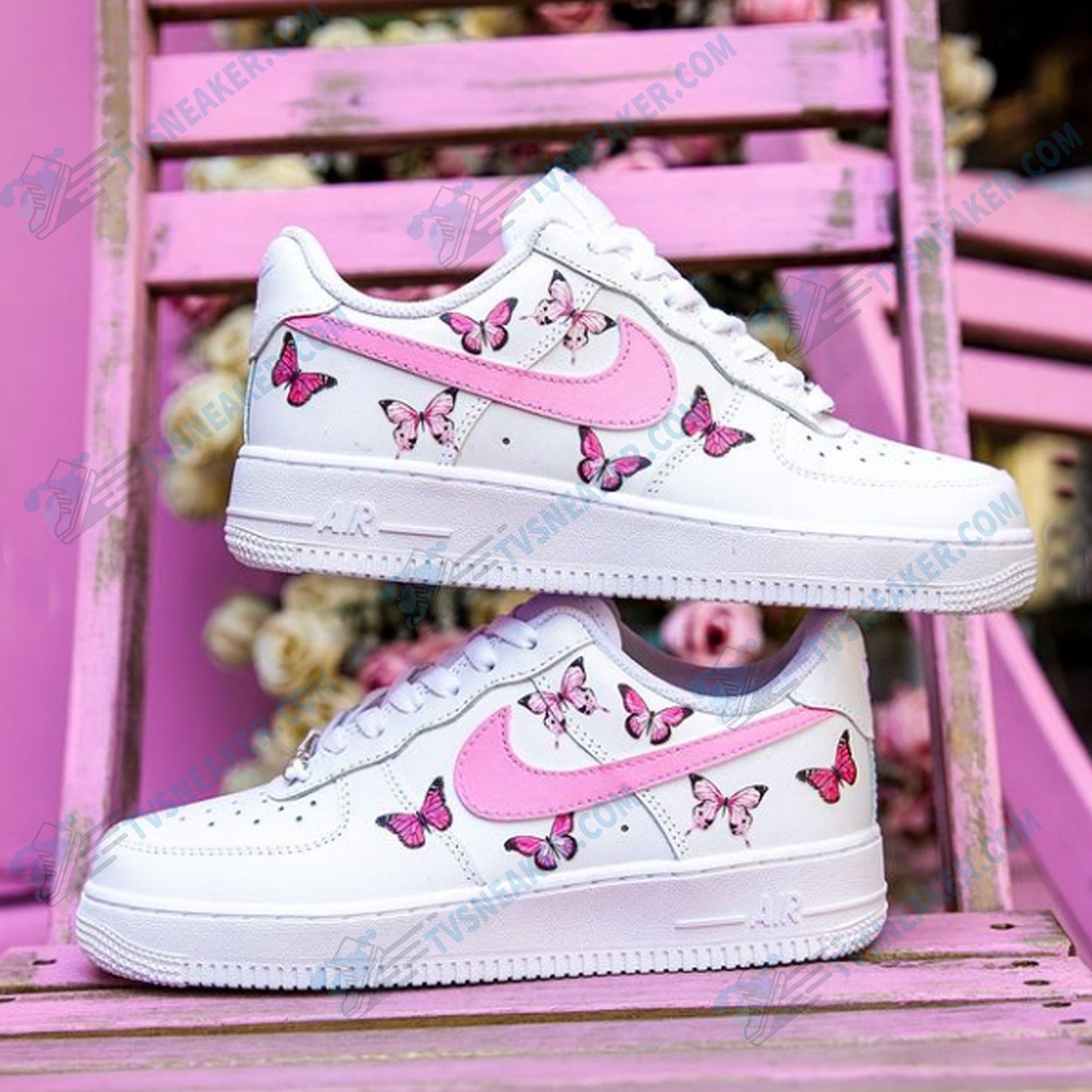 Pink Butterflies Drip Custom Sneaker