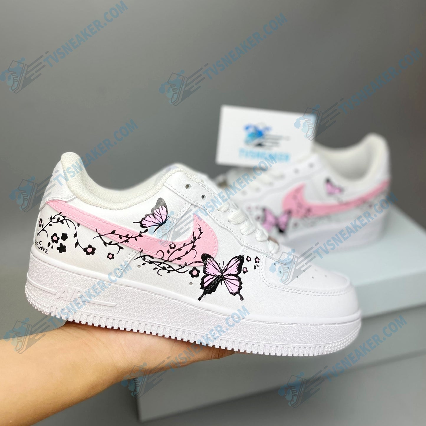 Pink Flower Butterfly Custom Sneaker