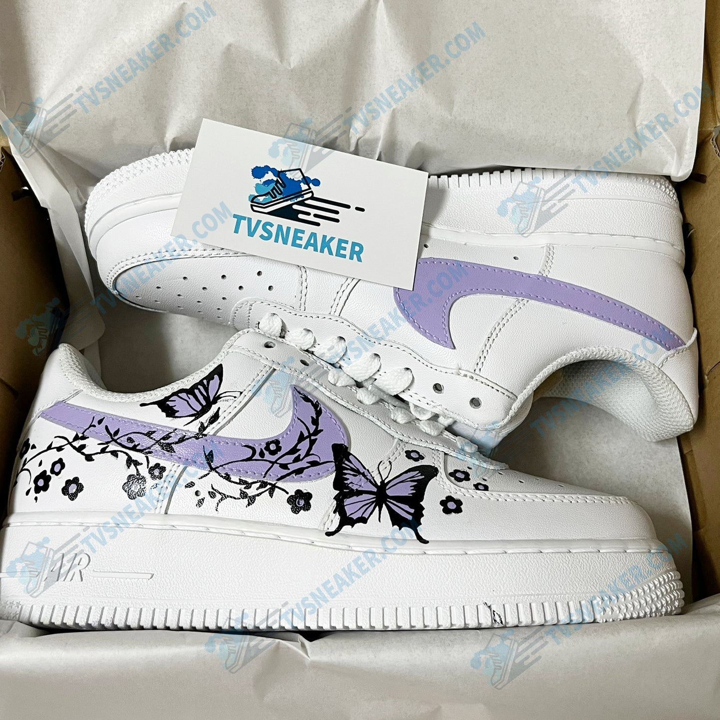 Purple Butterflies Flower Custom Sneaker